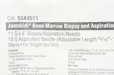 CareFusion BAK4511 Jamshidi Bone Marrow Biopsy & Aspiration Tray 11G x 4 inch(x)